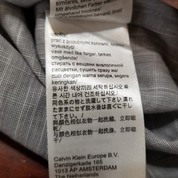 Calvin Klein Men's Gray Shirt Long Sleeve Button Up 100% Cotton Stretch Size L69 - Picture 10 of 13